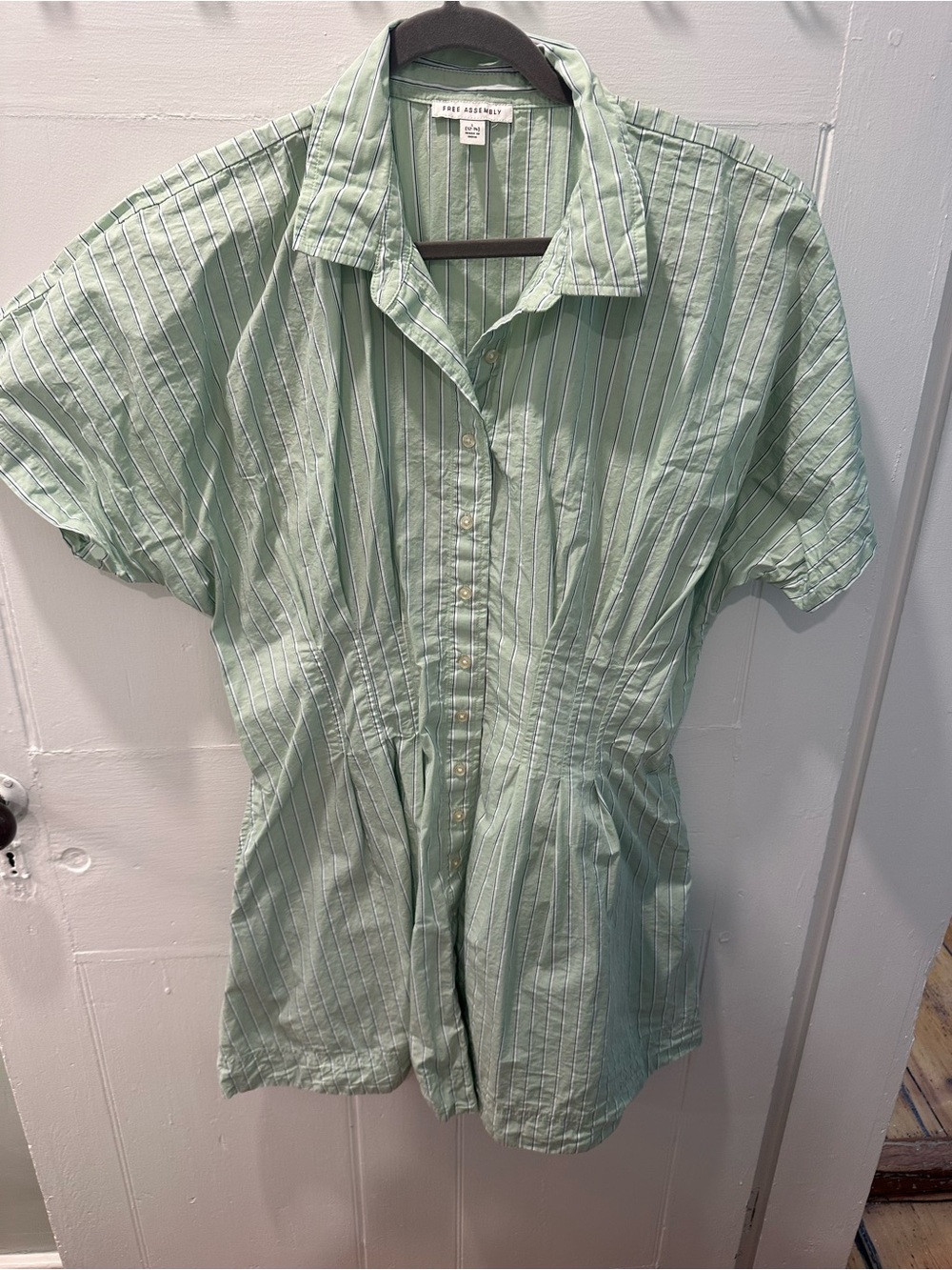 Green Striped Button-Up dress